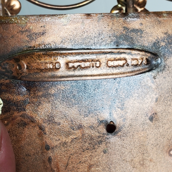 Vintage Emesco 3D copper wall art gazebo, park bench, trees, and flowers - Picture 3 of 12